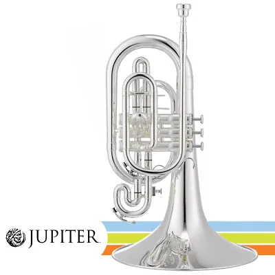 NEW Jupiter JMP1100MS Key Of F Silver Plated Marching Mellophone With Case • $2334