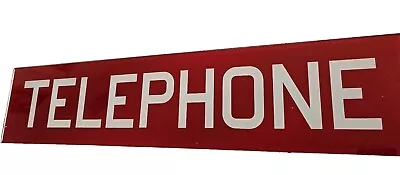 Vintage Red Glass Telephone Booth Sign REVERSE ON GLASS PAINTED 5 1/2” X 25.5” • $60.90