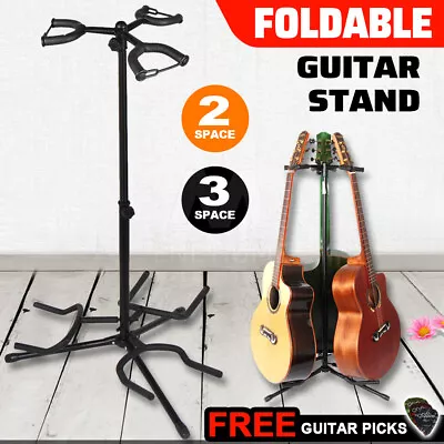 $20.99 • Buy Guitar Stand Double Self Locking Folding Acoustic Bass Electric Heavy Duty