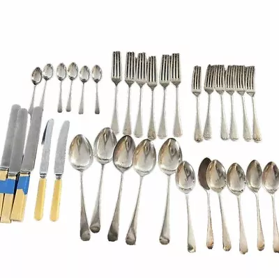 Slack & Barlow EPNS A1 Rattail Silverplate 37 Piece Sheffield England Flatware • $69.97