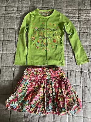 Girls Genuine Oilily Outfit Green Long Sleeved Top + Skirt Size 7y • £10