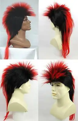$26.95 • Buy 80s 90s Adult Mohawk Punk Rock Spike Spiky Spiked Long Straight Tail Costume Wig