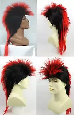 $26.95 • Buy 80s 90s Adult Mohawk Punk Rock Spike Spiky Spiked Long Straight Tail Costume Wig