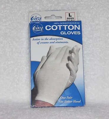 CARA 100% Dermatological Cotton Gloves New One Pair Fits Either Hand Size Lg • $8.99