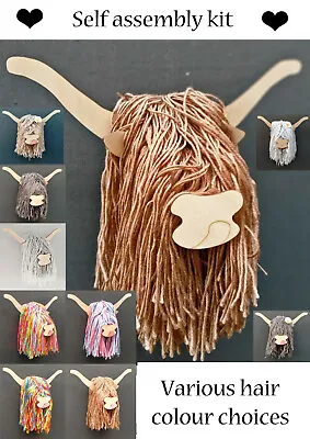£14.49 • Buy Self Build Kit Highland Cow Head Wall Mounted Art Hanging Sculpture Shabby Chic