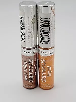 MAYBELLINE Wet Shine Diamonds Liquid #10 Marquise Peach & #60 Sparkling Sand • $21.95