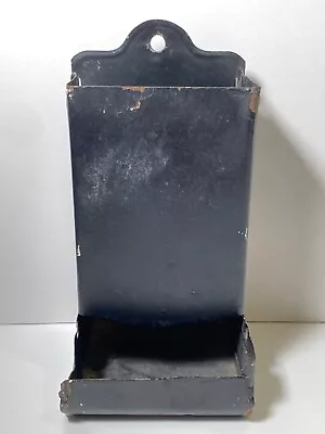 Antique Kitchen Vintage Tin Metal Match Box Holder Wall Mount 6” • $15