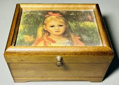 Vintage Linden Japan Wood Jewelry Music Box 2 Songs Gorgeous Girl Puffy Top ￼ ￼ • $25.20