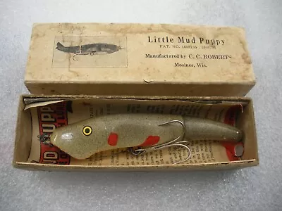 D2  Little Mud Puppy Vintage Fishing Lure C.c. Roberts Mosinee Wi. Box Paperwork • $79.99