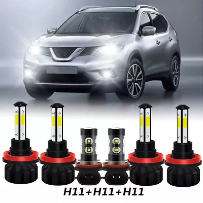 For 2015-2019 Nissan X-Trail Combo LED Headlight High +Low + Fog Light Bulbs Kit • $31.60