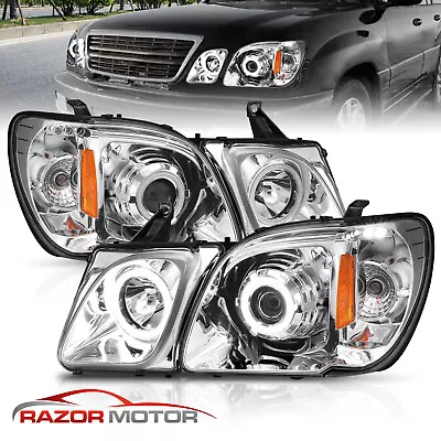 [Dual LED Halo]For 1998-2007 Lexus LX470 Angel Eye Projector Chrome Headlights • $215.99