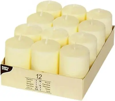 Pack Of 12 Cream Pillar Candles 40 X 60 Mm • £12.99