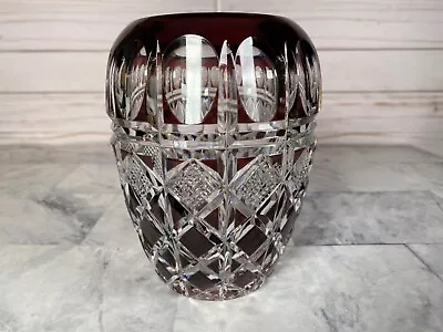 $99.99 • Buy Val St Lambert Crystal Cut To Clear Bohemian Style Purple Amethyst Color 6” High
