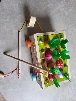 £15 • Buy Wooden Farm Orchard Toys Push Along Toy Play Set Fruit Shape Sorter Wood Block 