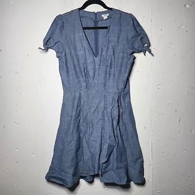 J.Crew Womens Chambray V-Neck Faux Wrap Dress Size 6 Career Church Office Preppy • $25