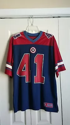 Marvel Captain America Jersey Boys Short Sleeves Red Blue V-Neck Size M • $8.53