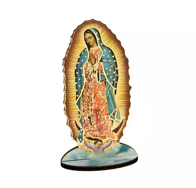 Our Lady Of Guadalupe  Statue Wood Gold-Embossed W/ Biography 6  • $17.99