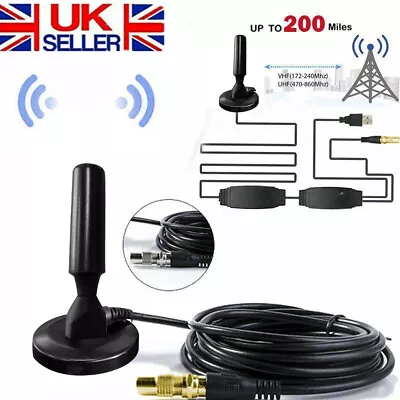 200 Mile Magnetic DVB Caravan HD Digital Freeview Indoor TV Antenna Aerial Ariel • £8.89