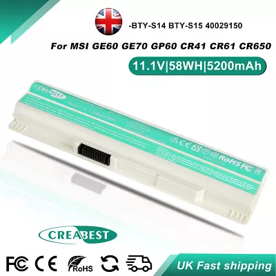5200mAh BTY-S14 BTY-S15 Battery For MSI CR41 CX70 GE620 Medion Akoya E1311 E1312 • £24.90