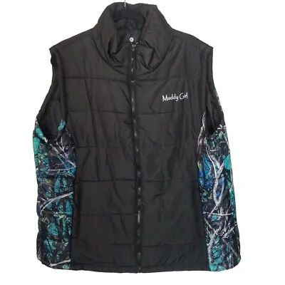 Muddy Girl X Sirphis Womens 2XL Black Sleeveless Full Zip Vest Puffer Jacket • $28