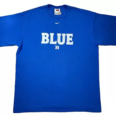 VTG Nike Duke Blue Devils Basketball BLUE WHITE Double Sided Men’s T-shirt XL • $16.90