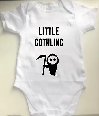 £7.99 • Buy Little Gothling Alternative Baby Grow Bodysuit Vest Babygrow White