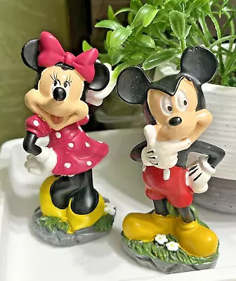 2 Pcs Disney Minnie Mouse & Mickey Small Figure Plant Decor Garden Sz 4  U99 • $10.50