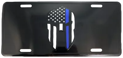 MOLON LABE USA THIN BLUE LINE SPARTAN BLACK 6 X12  Aluminum License Plate Tag • $9.88