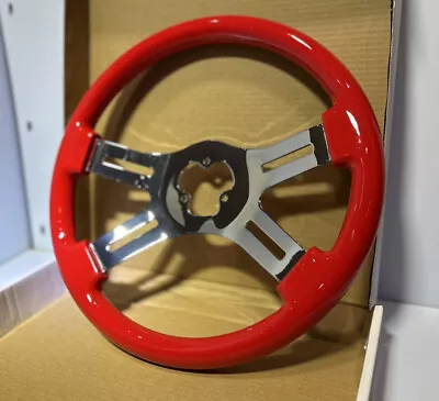 16″  Red STEERING WHEEL – 4 SPOKE Chrome Peterbilt Kenworth Frightliner Volvo • $159.99