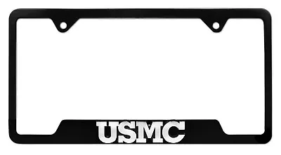 U.S. Marine Corps  USMC  Black Metal Open License Plate Frame • $29.95