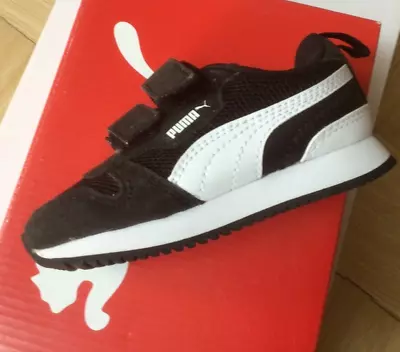 New Puma Baby Boy Trainers Kinderfit R78 Touch Fasten Black White Uk 5 Eur 22 • £13.50