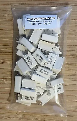 Workshop Pack Of WW Ceramic Resistors 1K 5W Qty 50 • £12.95