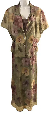 Jessica Howard Dress Women’s Sz 16 Formal 2 Piece Crepe Floral Dry Clean Only • $16.97