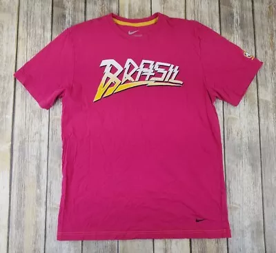 $18.99 • Buy Nike CBF Brasil T-shirt Mens Size L Pink Short Sleeves Futball Soccer Shirt