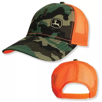 £24.99 • Buy John Deere MC13080880CA Adult Baseball Cap Camo/Hiz-viz Orange Mesh One Size