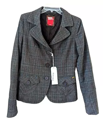 New Miss Sixty Women Plaid Jacket British Waneta Size L Made In Italy Brown Blue • $44