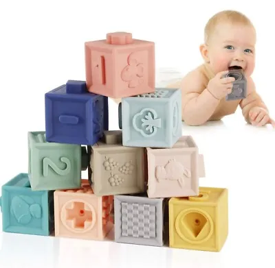 12PCS Baby Blocks Soft Building Blocks Baby Toys Teethers Toy Discover Learn • £17.43