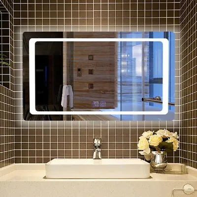 Large LED Lighted Bathroom Mirror Horizontal Wall Mounted Vanity Mirror Defogger • $129.92