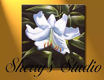  LARGE ORIGINAL OIL  Lily  Flowers Artist Sherry Price • £103.92