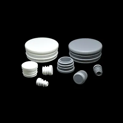 Round Blanking End Caps Plastic Plugs Tube Inserts  /Grey Or White • £13.39