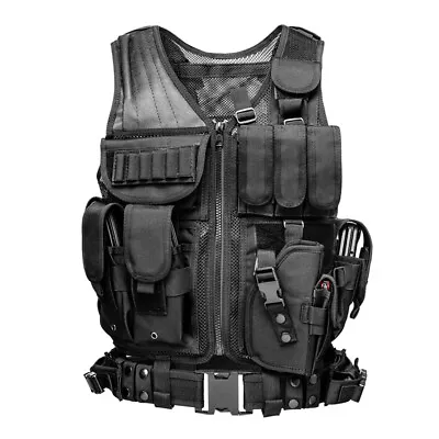 Military Tactical Vest US Army Molle Assault Combat Plate Carrier W/without Flag • $31.34