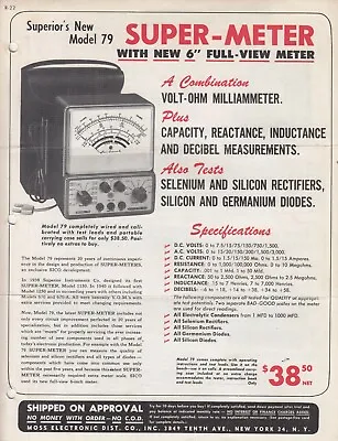 Vintage Superior Meter And Tube Tester Brochure AD TD-55 + Signal Tracer • $11.50