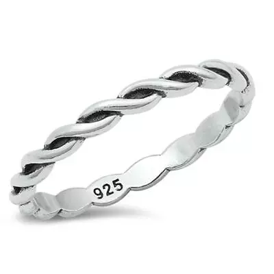 Rope Twist Stacking Ring New .925 Sterling Silver Band Sizes 2-10 • $11.29