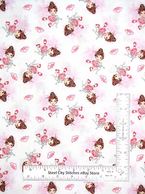 Precious Moments Fabric Ballerina Dancer Pink Cotton Springs CP70778 1.750 Yards • $16.20