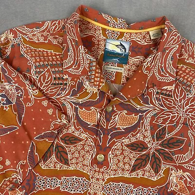 Tommy Bahama Silk Shirt Men’s XL Island Modern Fit Short Sleeve Orange Hawaiian • $21.99