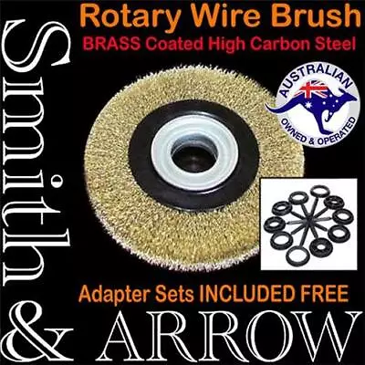 ROTARY WIRE WHEEL 6  150mm BRASS BRUSH BENCH GRINDER STEEL METAL RUST METALWORK • $18.70