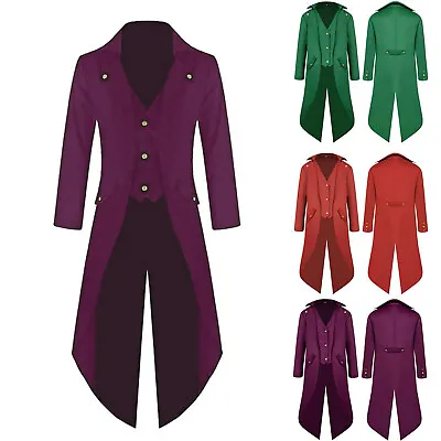 Steampunk Vintage Tailcoat Jacket Gothic Victorian Frock Coat Halloween Suit Men • $45.99