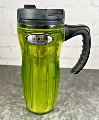 Vtg Green Starbucks Coffee Barista Travel Tumbler Mug W/ Handle & Lid 2004 • $26.97