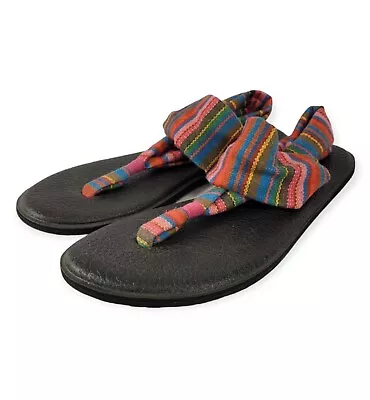 Sanuk Yoga Sling Sandals Sz 9 Cabaret Kauai Blanket Print Boho Style# 1091531 • $9