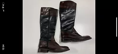 Vince Camuto Black & Brown Leather Riding Boots Size 7 1/2 • $32